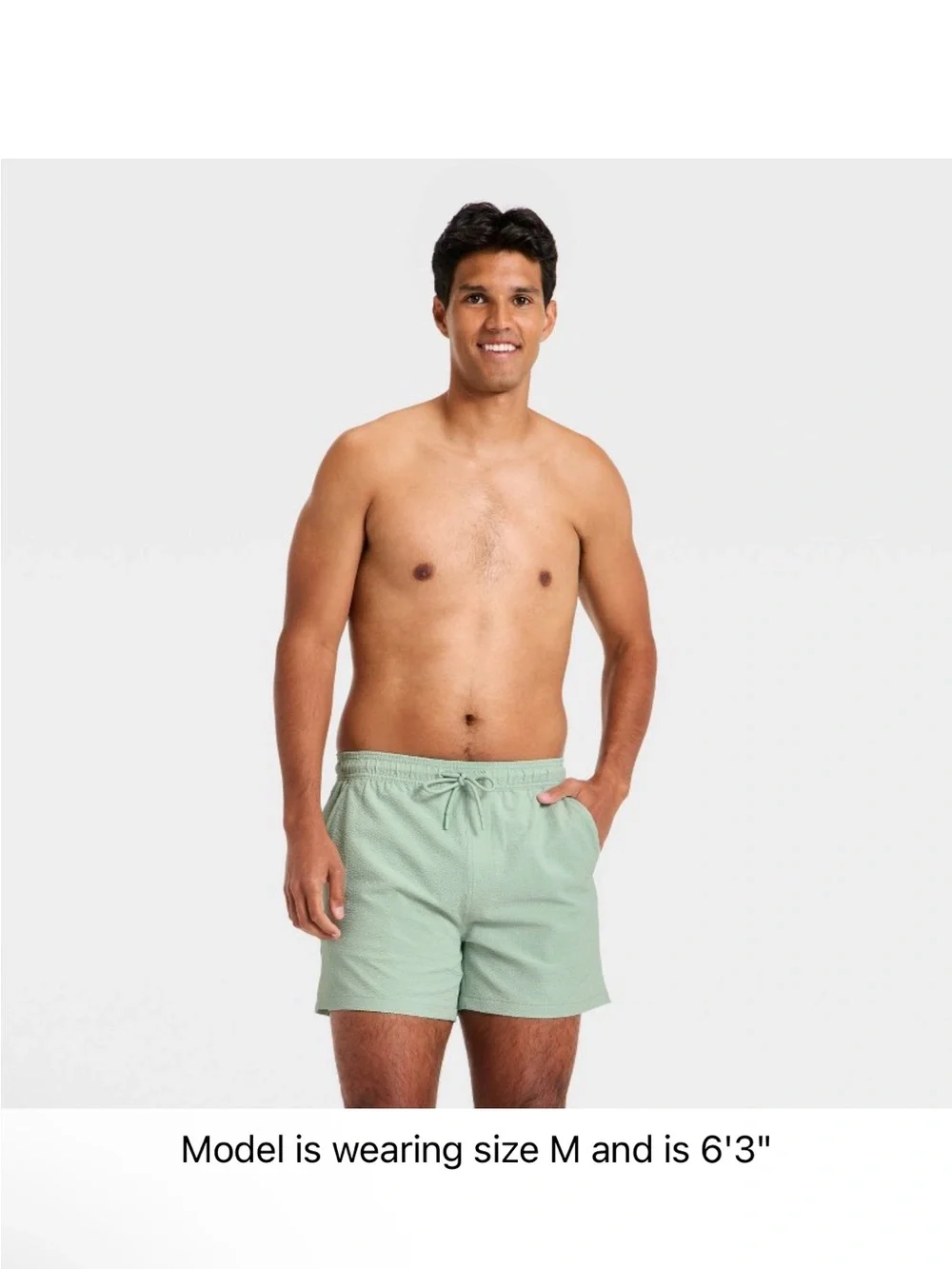 Men's Light Sage Swim Shorts with Drawstring